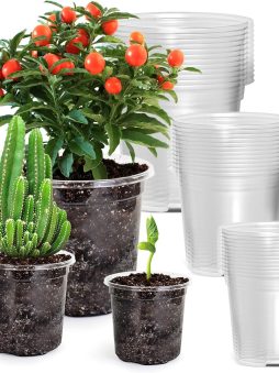 36 Packs 5/4/3.5 Inch Reinforced Clear Nursery Pots with Drainage Hole, Transparent Variety Pack Plastic Plant Pot Seedling Planter Seed Starter Flower