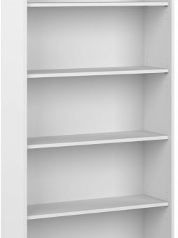 Bush Furniture Tall 5 Shelf Bookcase, Large Open Bookshelf, Sturdy Display Cabinet for Living Room or Home Office, Cabot Collection, White