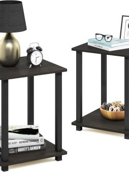 Furinno Simplistic Set of 2 End Table, Espresso/Black