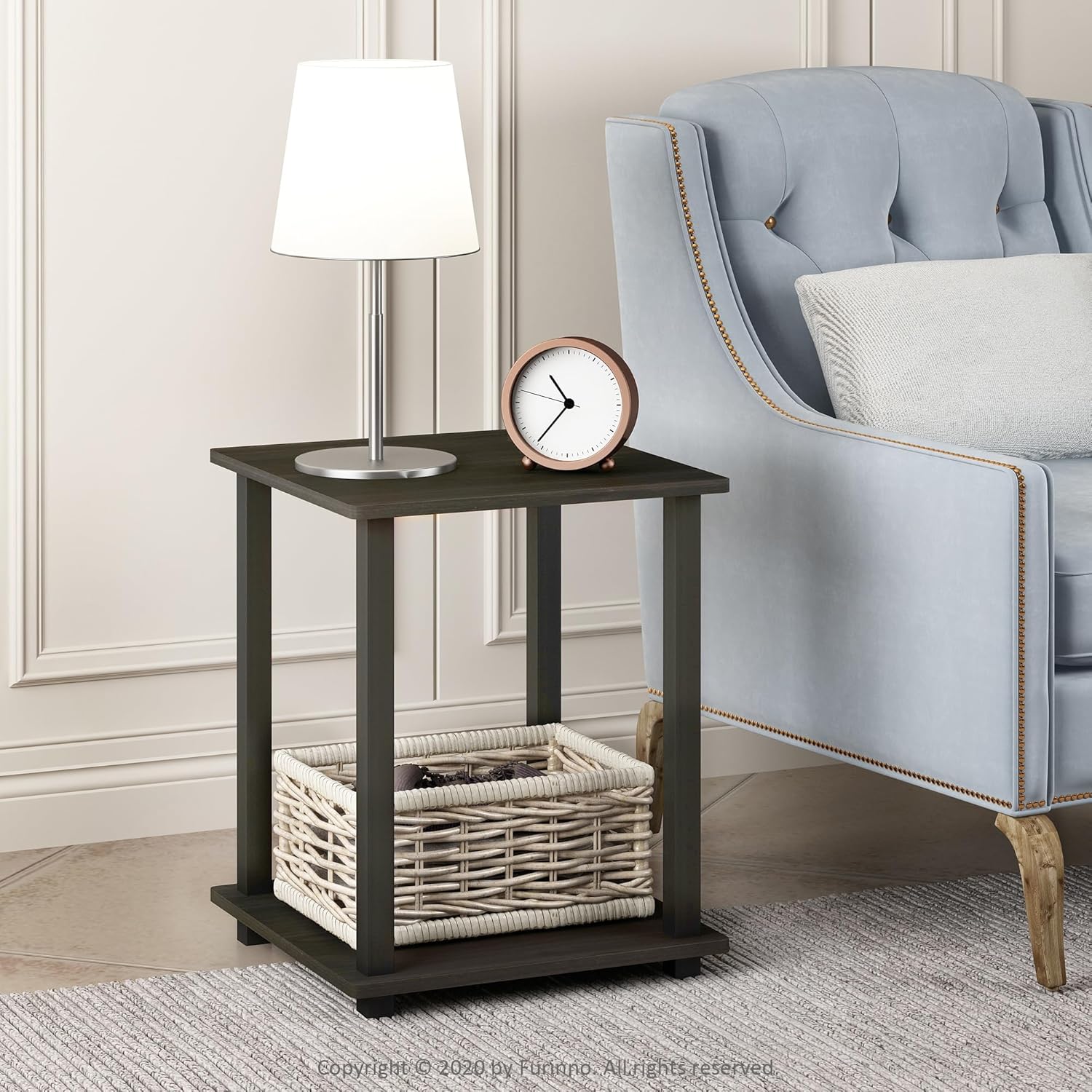 Furinno Simplistic Set of 2 End Table, Espresso/Black - Image 2