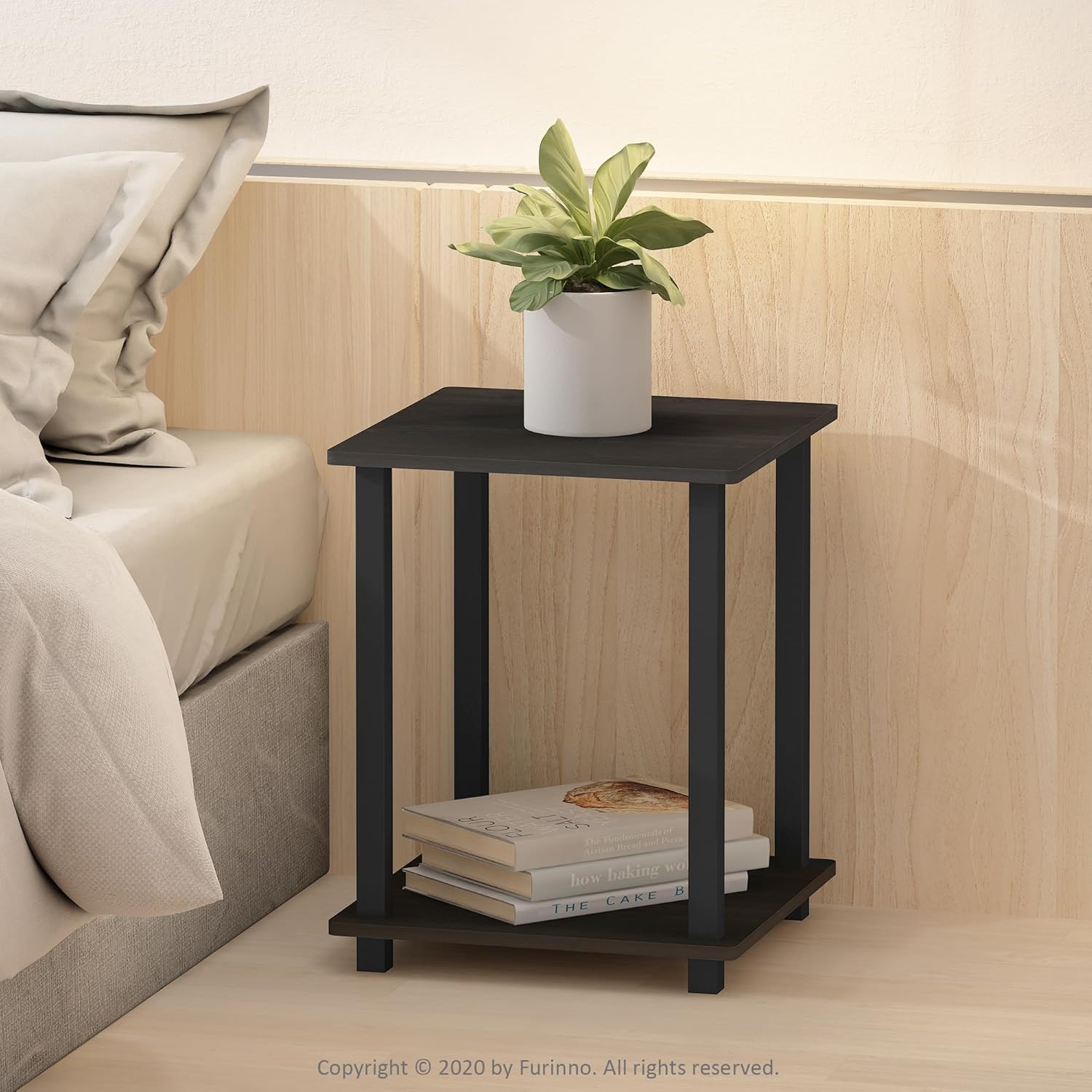 Furinno Simplistic Set of 2 End Table, Espresso/Black - Image 6