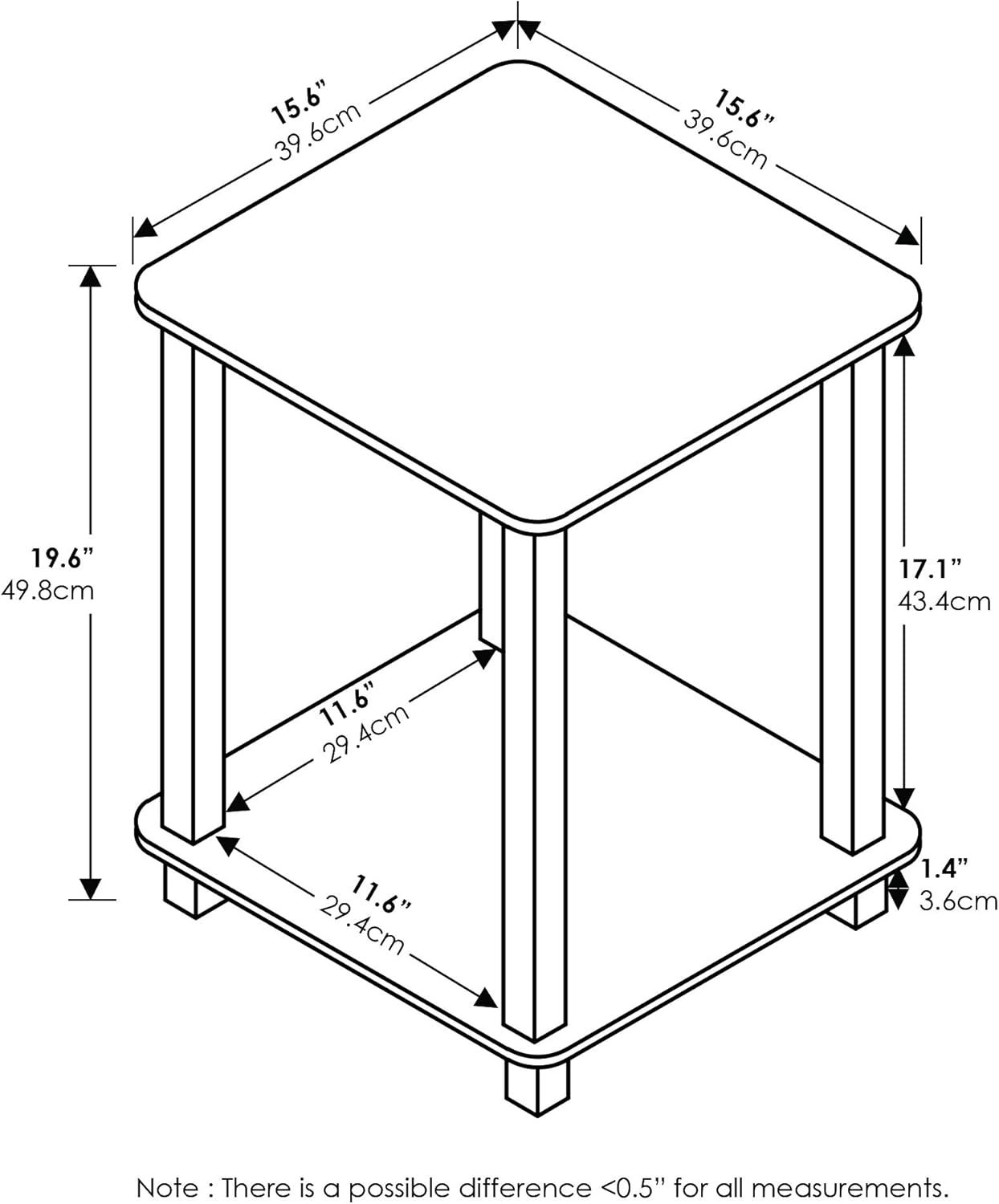 Furinno Simplistic Set of 2 End Table, Espresso/Black - Image 8