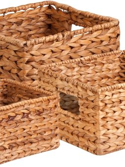 Honey-Can-Do Natural Wicker Storage Baskets, Perfect For Organizing, Storage, and Gifts, Multi-size 3-Pack Nesting Baskets for Home Organization and Décor