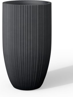 Kante 24 Inch Tall Round Concrete Planter, Large Indoor Outdoor Plant Pots with Drainage Hole and Rubber Plug, Modern Decorative Garden Pots for Home Patio Porch, Textured Black