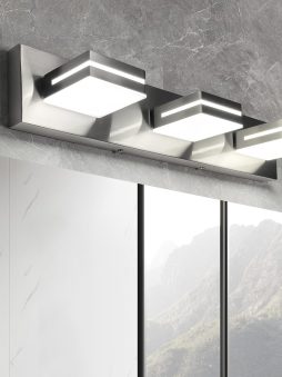OKELI 3 Light Bathroom Vanity Light Brushed Nickel Modern 24W LED Dimmable Vanity Light Over Mirror 350° Adjustable Lamp Head Cold White 6000K ETL Listed 22Inch