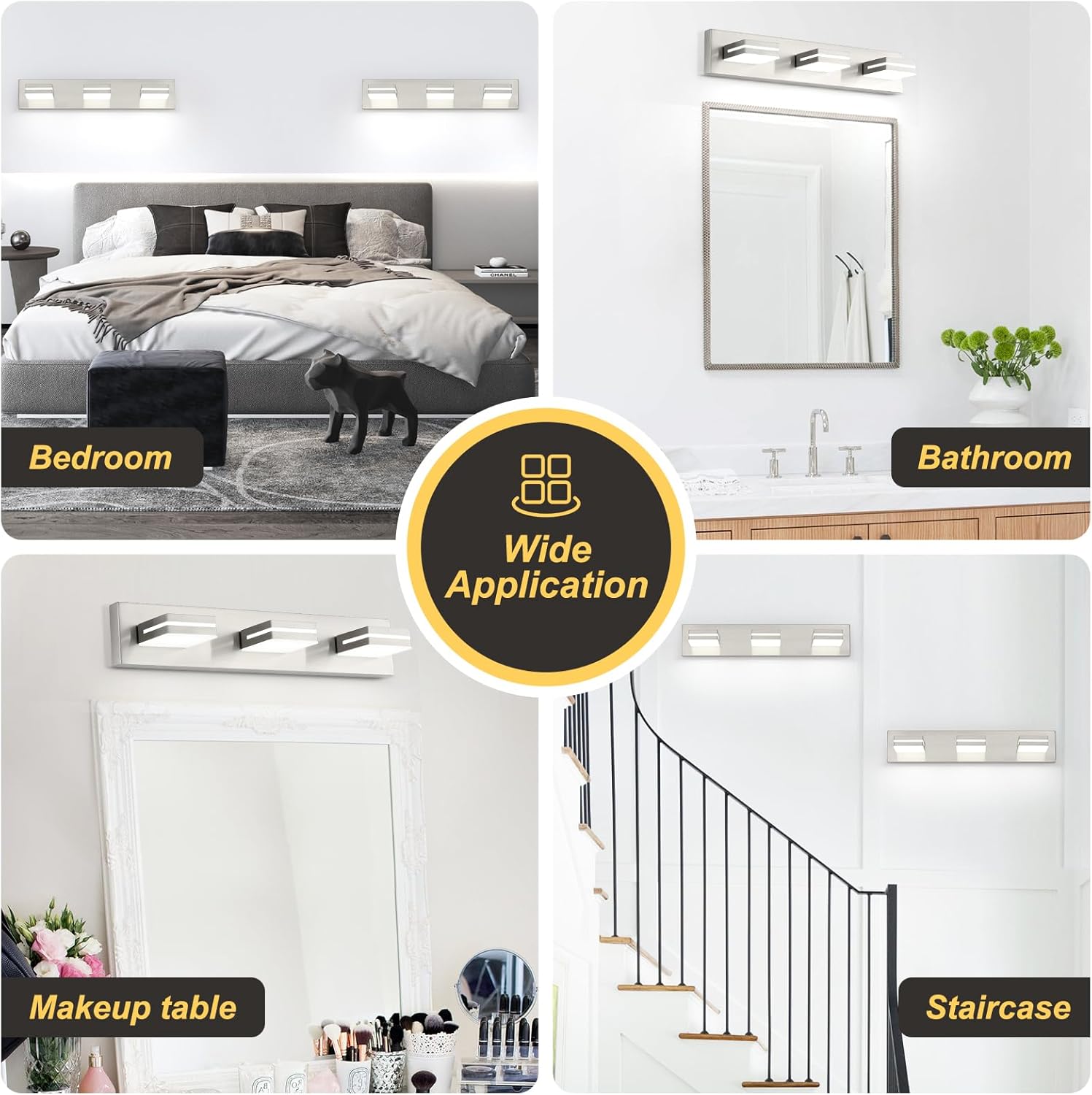 OKELI 3 Light Bathroom Vanity Light Brushed Nickel Modern 24W LED Dimmable Vanity Light Over Mirror 350° Adjustable Lamp Head Cold White 6000K ETL Listed 22Inch - Image 8
